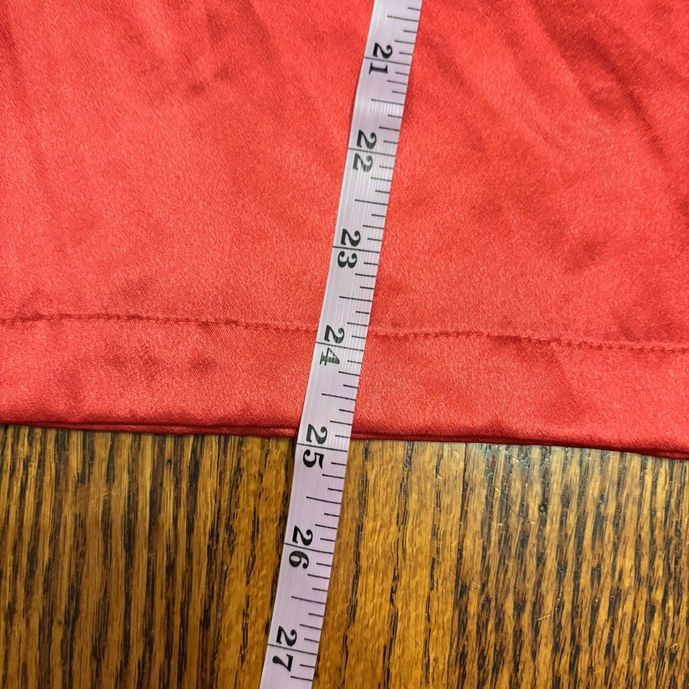 Oscar de la Renta Pink Label Vintage Y2K Red Satin Lace Trim Pajama Top Large - Picture 6 of 6